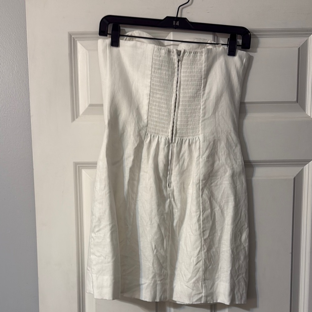 Reformation Elegant White Linen Strapless Dress - Picture 3 of 4